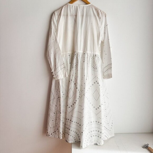 Ethnic by Urban Outfitters White Embroidered Midi Dress M - Picture 11 of 11